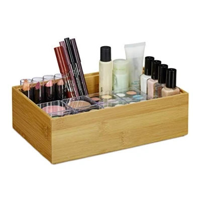 Afbeelding van Relaxdays bamboe organizer stapelbaar badkamer keuken natuurlijk design opbergbox C
