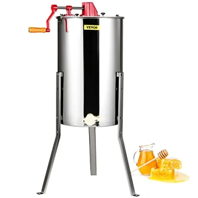 Image de VEVOR Extracteur de Miel Manuel 3 Cadres Apiculture Machine Manuelle pour Centrifugeuse Séparateur Acier Inoxydable avec Couvercle