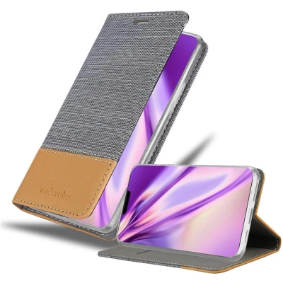 Afbeelding van Cadorabo Hoesje geschikt voor Apple iPhone 12 PRO MAX in LICHTGRIJS BRUIN Beschermhoes met magnetische sluiting, standfunctie en kaartvakje Book Case Cover Etui