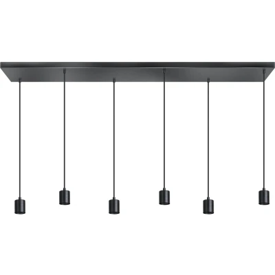 Afbeelding van ETH Origin hanglamp balk 6x E27 1300x250x25mm 200cm kabel zwart zonder glas