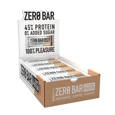 Afbeelding van BioTechUSA Zero Bar een reep met hoog eiwitgehalte zonder toegevoegde suiker, lactose, gluten en aspartaam zoetstof, 20 x 50 g, cappuccino