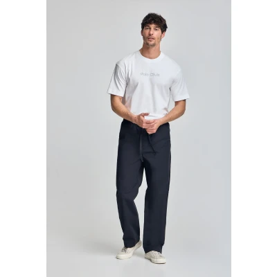 Afbeelding van Marineblauwe broek Sunset met elastische tailleband