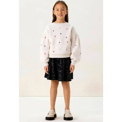 Afbeelding van Sissy Boy Meisjes Donkerblauwe Rok Met Pailletten (Maat 134 140, Katoen)