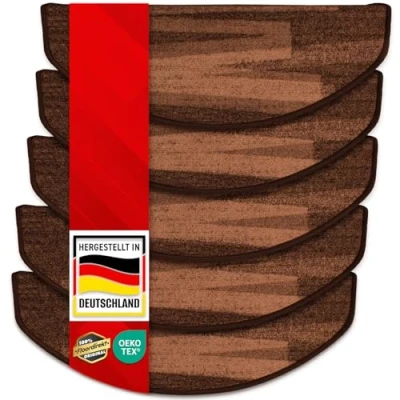 Afbeelding van casa pura Set van 15 trapmatten, zelfklevend, halfrond, bruin, 65 x 23,5 cm, modern design (Via Veneto)