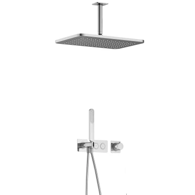 Afbeelding van Hotbath Gal Regendoucheset IBS41 Chroom Staaf handdouche 40cm Hoofddouche Wandarm
