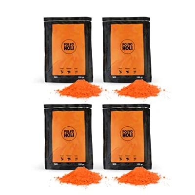 Afbeelding van POLVO Holi 4 x 100 gram poeder (400 g poeder) (oranje)