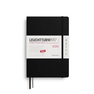 Afbeelding van LEUCHTTURM1917 372759 Agenda semainier 2026 au format moyen (A5), noir, en anglais
