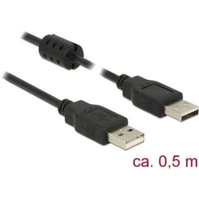 Afbeelding van Delock USB kabel 2.0 A stekker, stekker 0.50 m Zwart Met Ferrietkern 84888