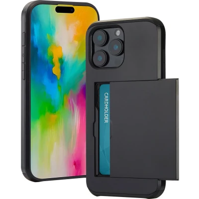 Afbeelding van imoshion Hoesje Geschikt voor iPhone 16 Pro Max Ruimte 2 pasjes Backcover met pasjeshouder Zwart