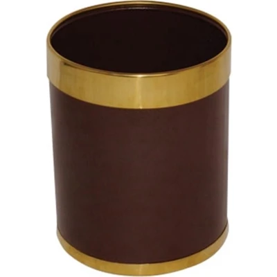 Afbeelding van Bolero prullenbak bruin met gouden rand 10,2L