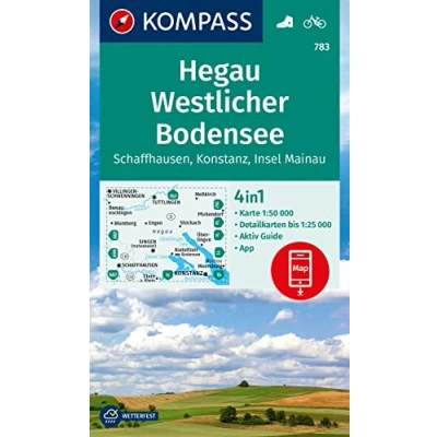 Afbeelding van KOMPASS Wanderkarte 783 Hegau Westlicher Bodensee, Schaffhausen, Konstanz, Insel Mainau 1:50.000