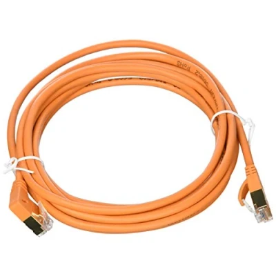 Afbeelding van wantecWire Patchkabel extra slim CAT.7 afgeschermde SSTP stekker 1x hoekstekker lengte 3m oranje