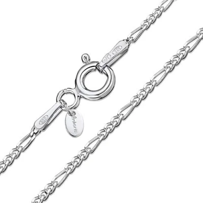 Afbeelding van Amberta® Sieraden, halsketting, Sterling zilver 925/1000, figaroketting (3 in 1), breedte 1,5 mm, lengte 40, 45, 50, 55, 60 cm, Zilver, Zonder steen