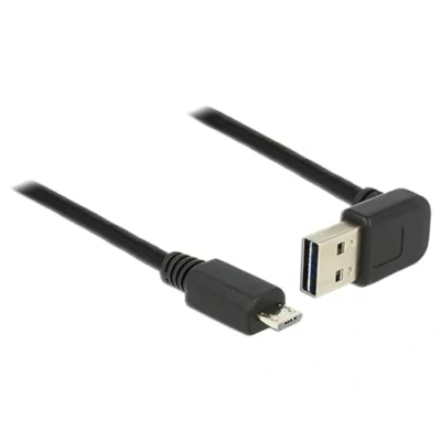 Afbeelding van Micro USB naar Easy A haaks (boven/beneden) kabel USB2.0 tot 2A / zwart 2 meter