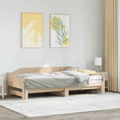 Image de vidaXL lit de jour et gigogne sans matelas 90x200 cm bois massif847159