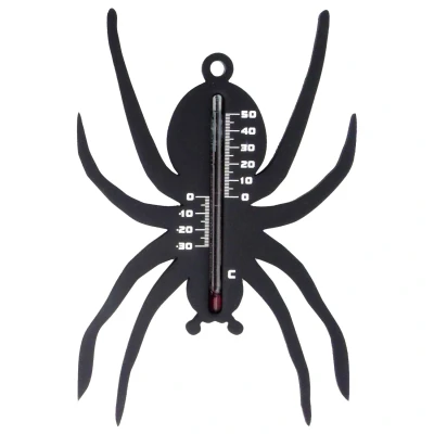 Afbeelding van Muurthermometer kunststof zwart spin 15x10x0,3 cm Nature