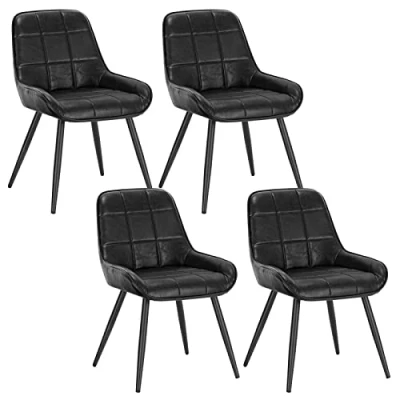 Afbeelding van WOLTU Set van 4 eetkamerstoelen, ontspannende fluwelen stoelen, ergonomische Scandinavische stoelen met rugleuning voor woonkamer, keuken, slaapkamer, zwart, BH331sz