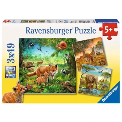 Afbeelding van Dieren van de aarde Puzzels 3 x 49 stukjes