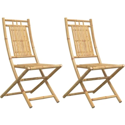 Afbeelding van Tuinstoelen 2 st inklapbaar 46x66x99 bamboe