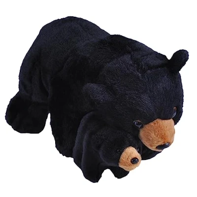 Afbeelding van Pluche knuffel dieren familie zwarte beren 36 cm. Wildlife speelgoed beesten Moeder met kind/baby setje