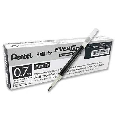 Afbeelding van Pentel PENVO#Pentel Energel LRP7 A Inktvullingen voor permanente gelrollers, zwart, 12 stuks