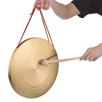 Afbeelding van Ericetion 32 cm Hand Gong Cymbals Brass Koper Kapel Opera Percussie Instrument met Ronde Hamer