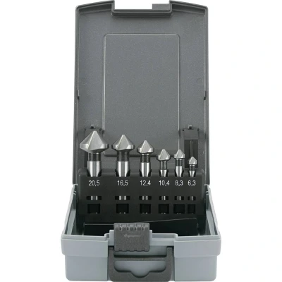 Afbeelding van TOOLCRAFT 1614138 Kegelverzinkboorset 6 delig 6.3 mm, 8.3 10.4 12.4 16.5 20.5 mm HSS Cilinderschacht 1 stuk(s)