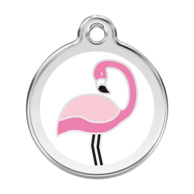 Afbeelding van Flamingo White roestvrijstalen hondenpenning large/groot dia. 3,8 cm RedDingo
