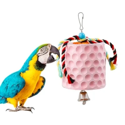 Afbeelding van Extra groot kauwspeelgoed voor vogels, calciumsteen, hakselaar, papegaaiensnavel met metalen haak en bel, vogelkooi accessoires chinchilla parkieten