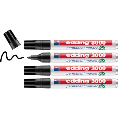 Afbeelding van Viltstift edding 3000 rond 1.5 3mm zwart blister à 4 stuks