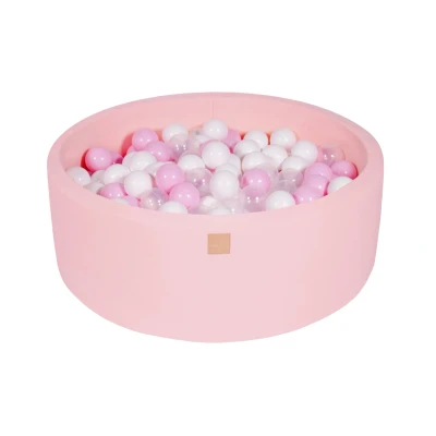 Afbeelding van Ronde Ballenbak set incl 200 ballen 90x30cm Licht Roze Ballenbakje.nl All Wit