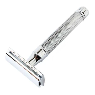 Afbeelding van Edwin Jagger double edge safety razor Knurled Grip chroom