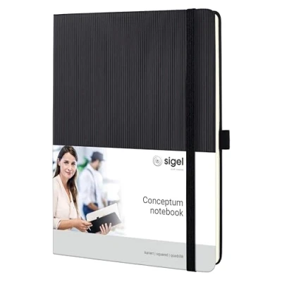 Afbeelding van Sigel Si Co117 Notitieboek Conceptum Pure Hardcover Tablet Formaat Zwart Geruit