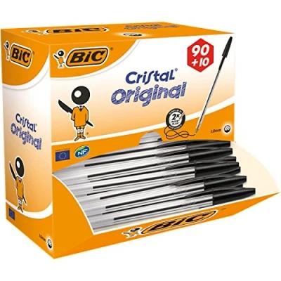 Afbeelding van Bic balpen Cristal Medium voordeelpak 90 + 10 gratis, zwart
