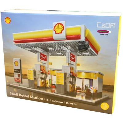 Afbeelding van Jamara 402857 CaDa Bricks Diorama Shell Tankstation met Winkel en Wasstraat Bouwstenen set