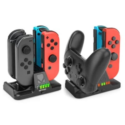 Afbeelding van Nitho Oplaadstation Geschikt voor Nintendo Switch Joy Cons en Pro Controller