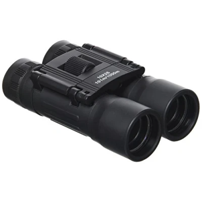 Afbeelding van 10 x 25 verrekijker voor buiten cadet camping, wandelen, reizen, opvouwbaar, met draagtas, zwart