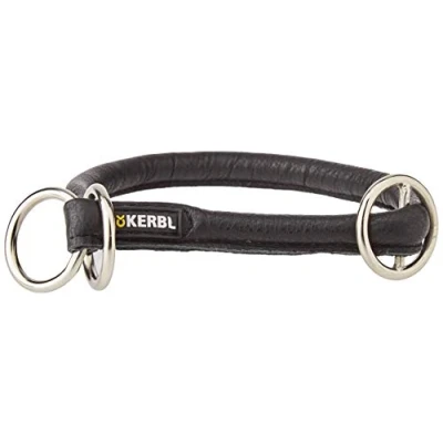 Afbeelding van Kerbl Halsband Roma Rundleer met Stopper Zwart 8mm 45cm