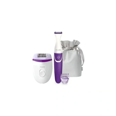 Image de PHILIPS BRP505/00 Coffret Epilation Corps et Maillot Epilateur électrique Satinelle Compact + Tondeuse bikini