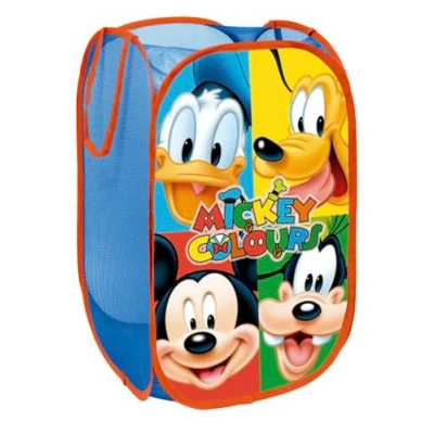 Afbeelding van Kindervouwbare lakenmand met handgrepen Mickey Mouse Disney motief Organiserende Kubus voor kleding en speelgoed (58x36x36) Kinderopvang Containerruimte Meisjes Baby slaapkamermandje