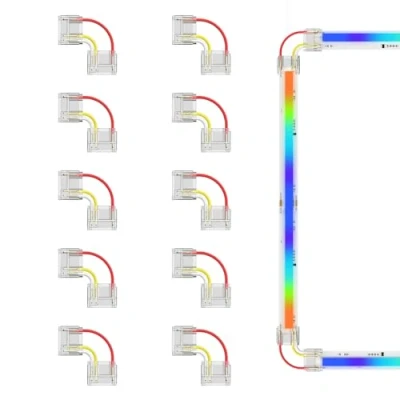 Afbeelding van PAUTIX 10 stuks 12 mm L vormige connector Naadloos voor 3 polige RGB COB LED strips Smart IC Niet geschikt mm/8 mm/5