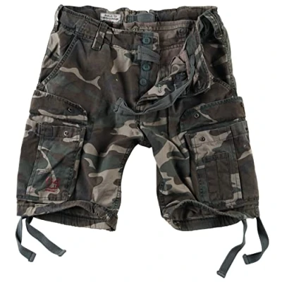 Afbeelding van Surplus Heren Airborne Wijnoogst Korte Broek Washed Woodland, Hout, 4XL