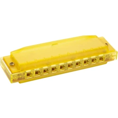 Afbeelding van Hohner translucent harmonica kunststof Geel voor kinderen beginner mondharmonica