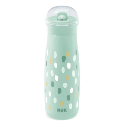 Afbeelding van NUK Mini Me Flip kinderbeker met rietje, 12 maanden, 450 ml, drinkfles voor kinderen, druppelvrije geharde uitloop, onbreekbaar, mint dots