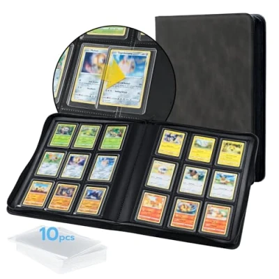 Afbeelding van Tolesum Toploader 216 verzamelkaartenalbum, 9 vakken, 10 stuks 35PT (7,6 x 10,16 cm), ringband voor TCG kaarten, MTG commerciële albums, zwart