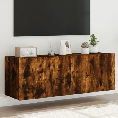 Afbeelding van Tv wandmeubels met LED 2 st 60x35x41 cm gerookt eikenkleurig