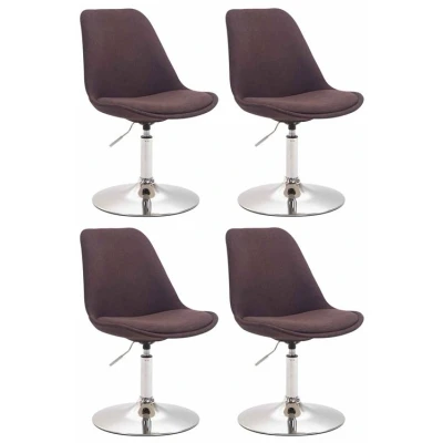 Image de CLP Lot de 4 Chaises salle à manger Maverick tissu avec pied trompette , Marron/Chrome