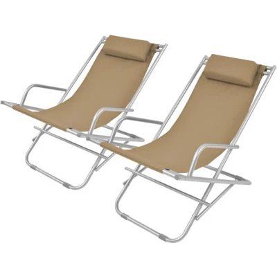 Afbeelding van Terrasstoelen verstelbaar 2 st staal taupe