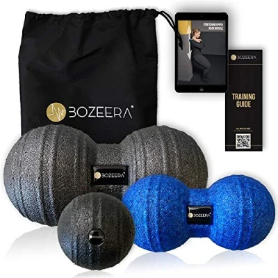 Afbeelding van BOZEERA Massagebal 8cm Duoball 12cm &amp; Triggerpoint Bal Set Peanut Ball Inclusief Video Handleiding Poster Tas: Premium