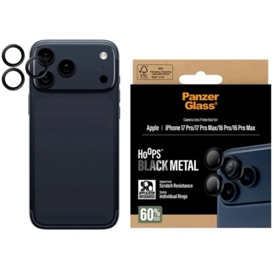 Afbeelding van PanzerGlass Camera Protector Hoops Optic Rings voor de Apple iPhone 17 Pro / Max Zwart